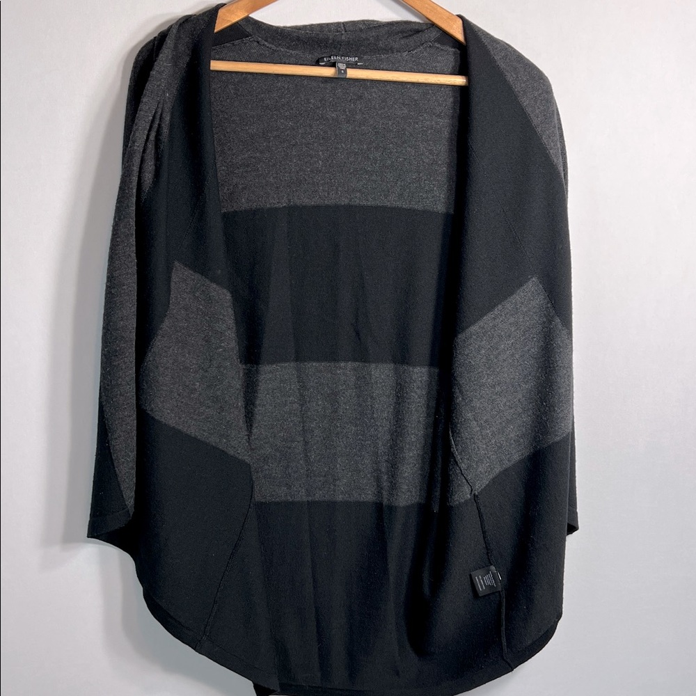 Eileen Fisher 100% Merino Wool Block Stripe Cardigan Sweater Size S - Picture 8 of 8